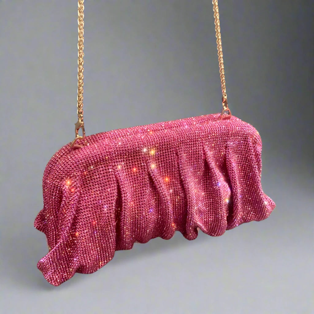 Evelyn Luxe Droplet Clutch in Pink