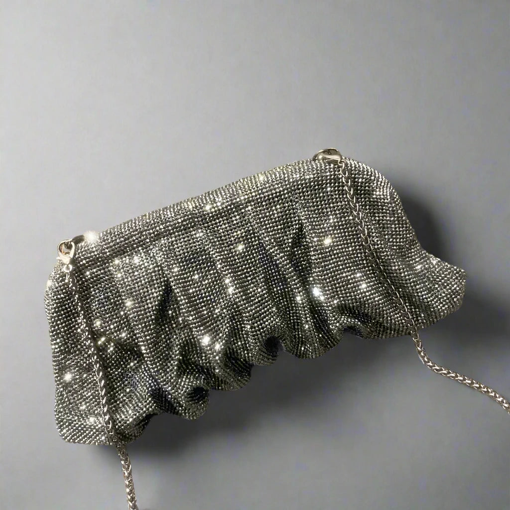 Evelyn Luxe Droplet Clutch in Steel