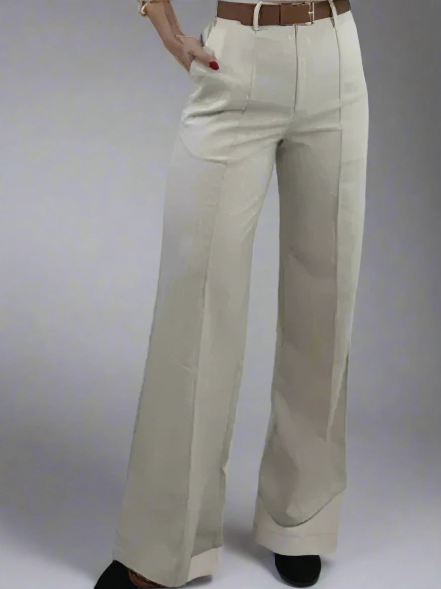 Layla Cotton-Linen Crop & Wide Leg Pant Set – Beige