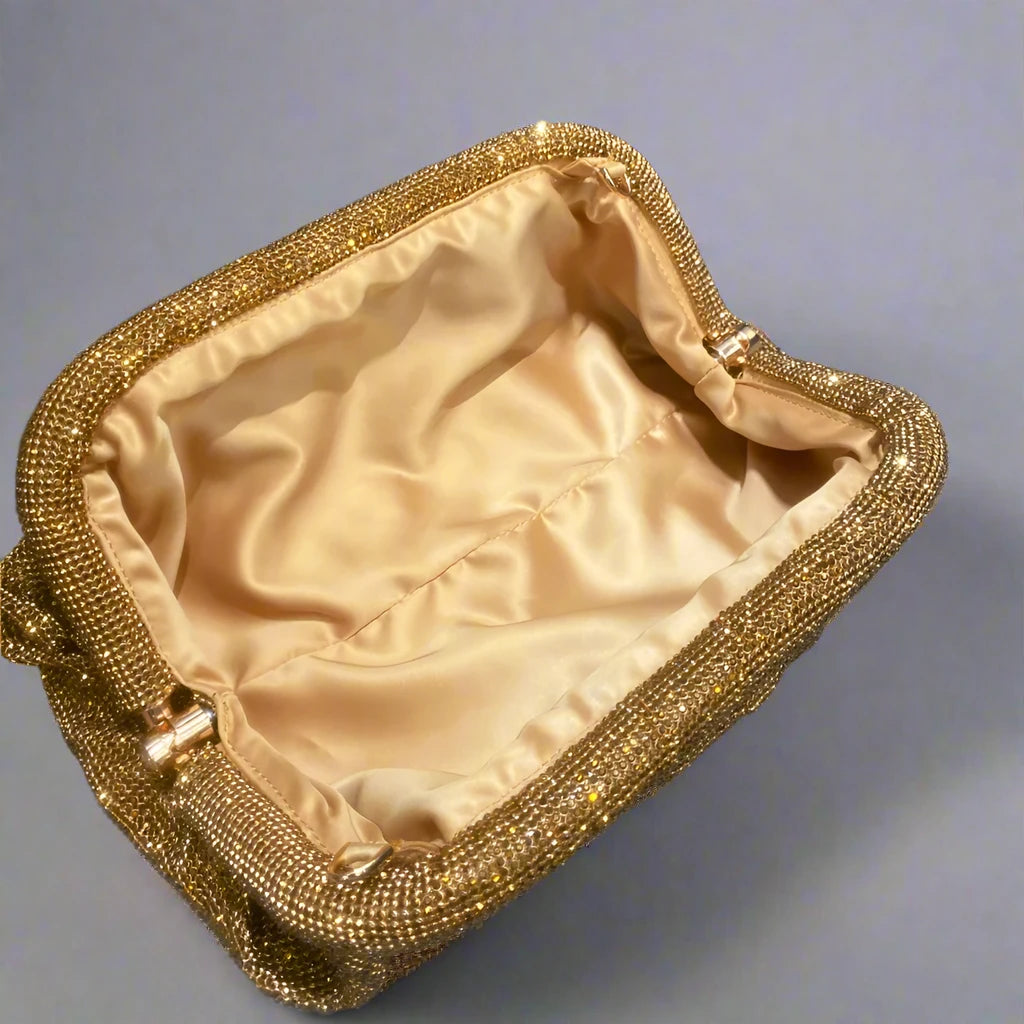 Evelyn Luxe Droplet Clutch in Various Gold's