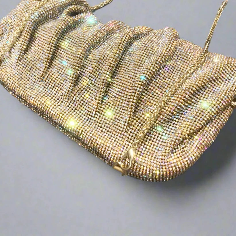 Evelyn Luxe Droplet Clutch in Various Gold's