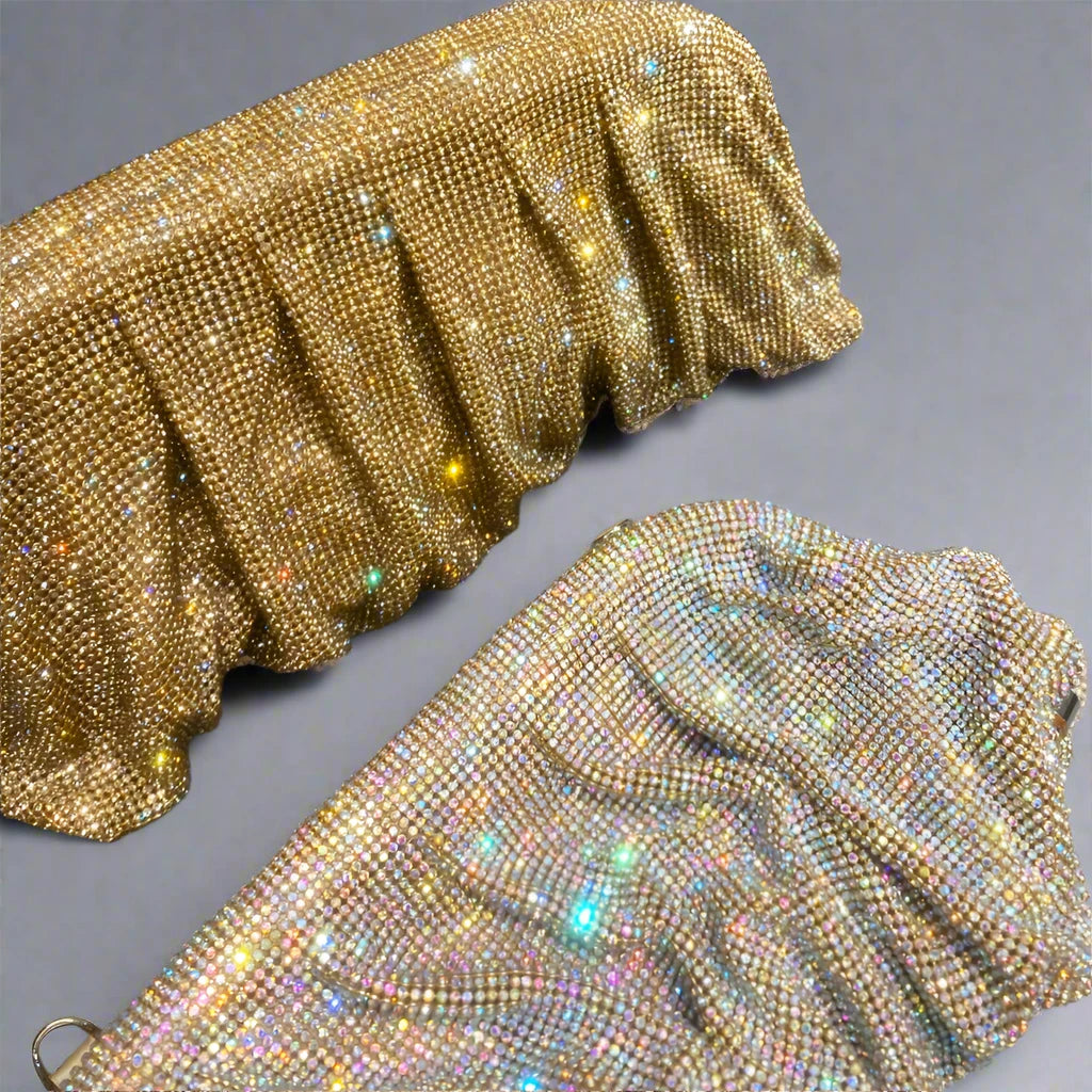 Evelyn Luxe Droplet Clutch in Various Gold's