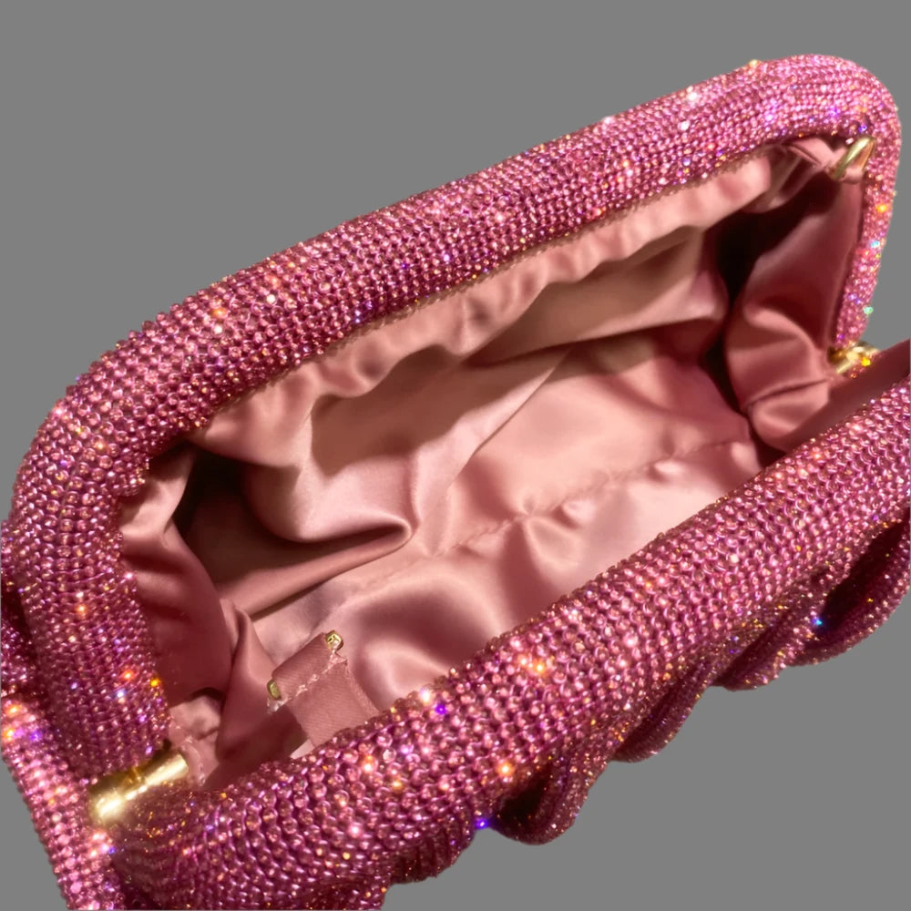 Evelyn Luxe Droplet Clutch in Pink